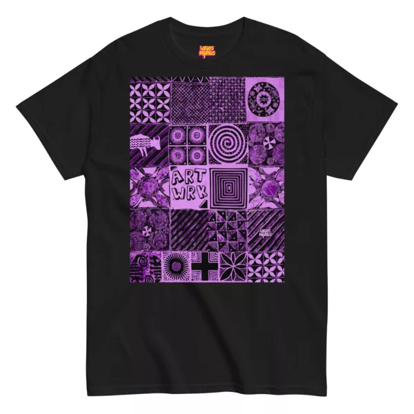 Adire Artwork – Purple Print T-shirt - Image 6
