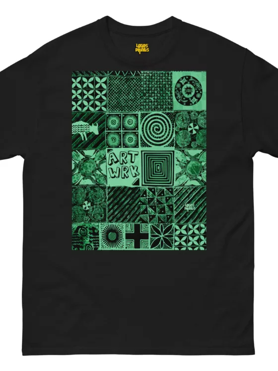 Adire Artwork – Green Print T-shirt