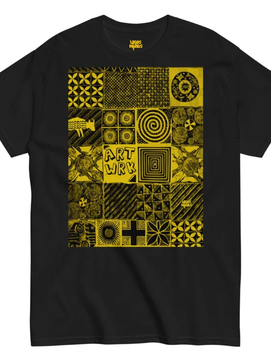 Adire Artwork – Yellow Print T-shirt