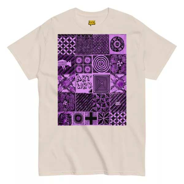 Adire Artwork – Purple Print T-shirt - Image 2