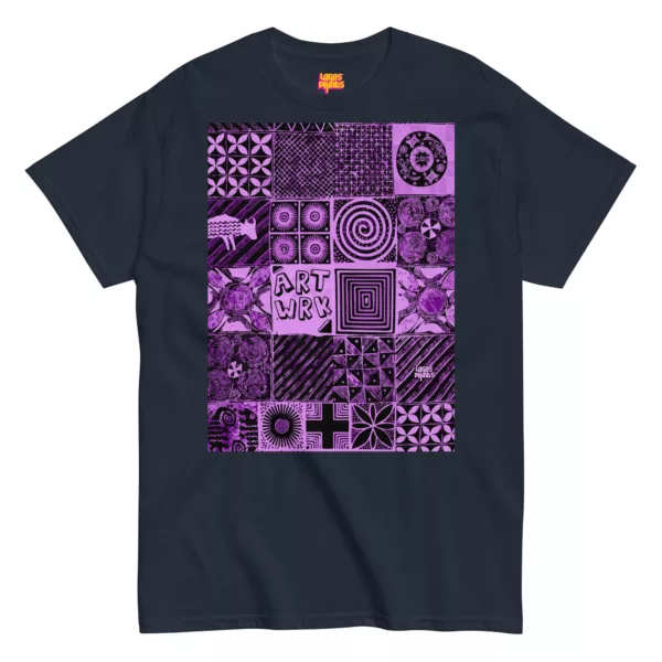 Adire Artwork – Purple Print T-shirt - Image 7