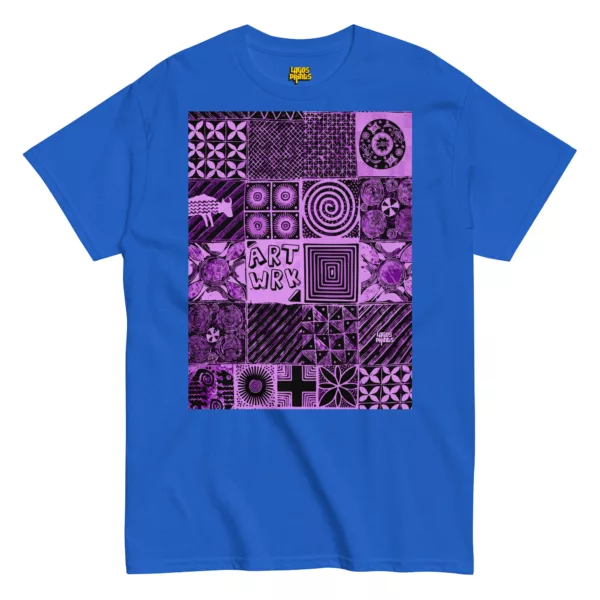 Adire Artwork – Purple Print T-shirt - Image 4