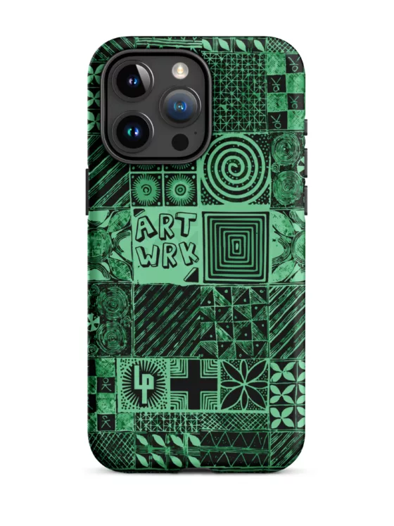 Adire artwork – Tough Case for iPhone – Green